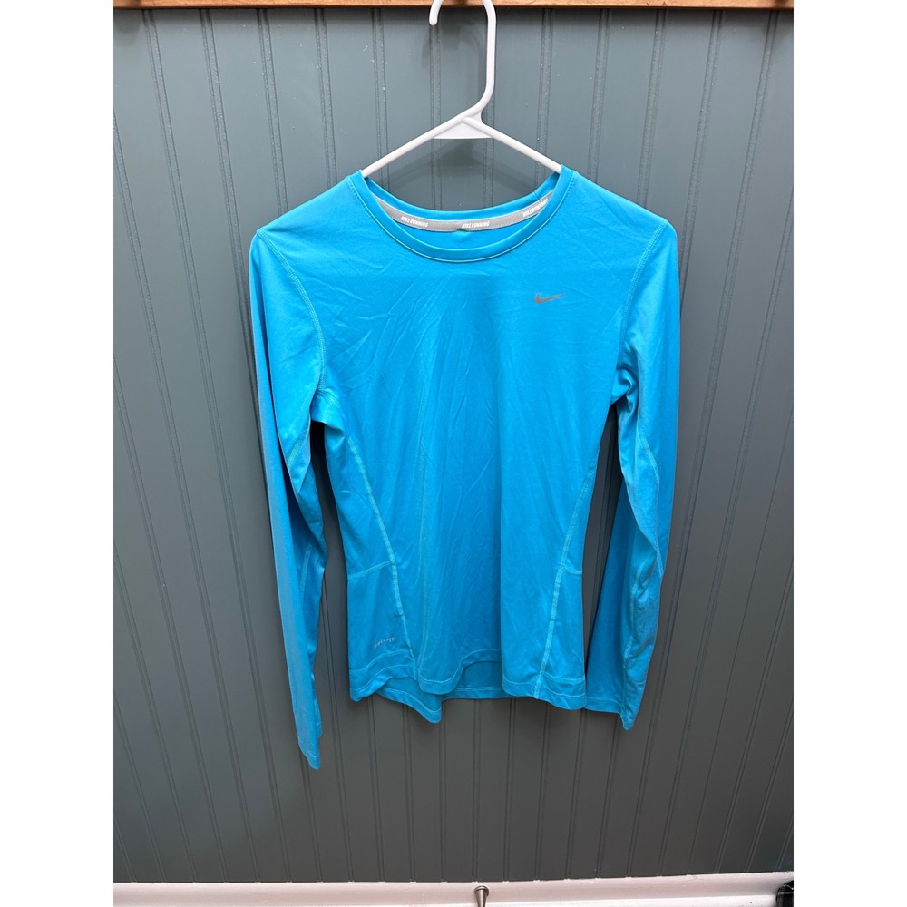 Nike Dri Fit Running Long Sleeve Shirt Women's Size Small Blue Athletic Top‎